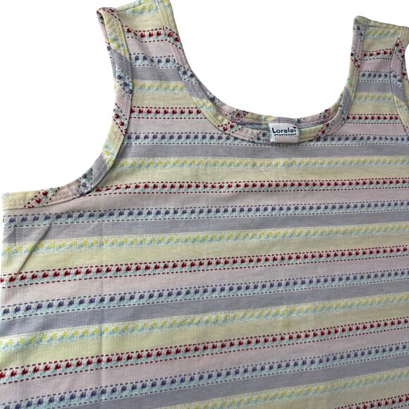 Vtg Pastel Knit Tank Top 80s Cottagecore Coquette Soft Aesthetic Wmns Lg Boxy - Picture 5 of 10